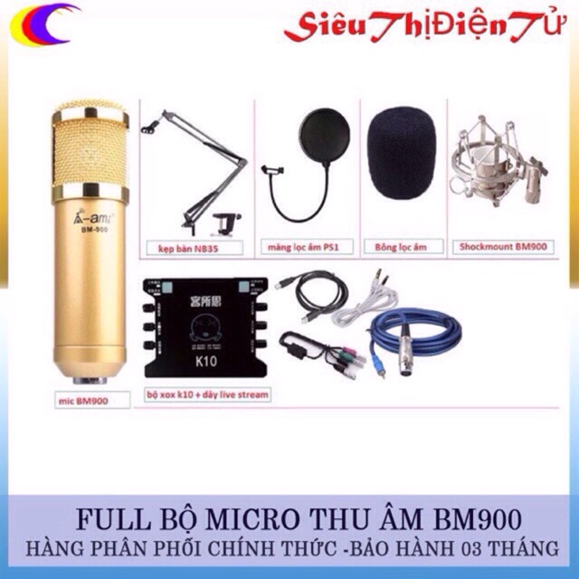 trọn bộ ami bm900 và xox k10 tặng kèm tai nghe
