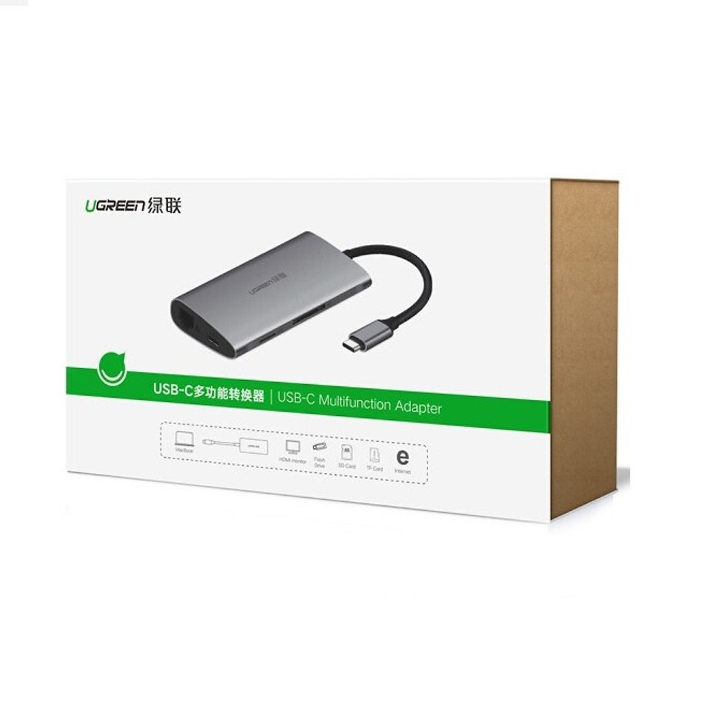 [Mã 159ELSALE hoàn 7% xu đơn 300K] Cáp USB type-C to VGA/USB 3.0/SD/TF/Lan Ugreen 50539