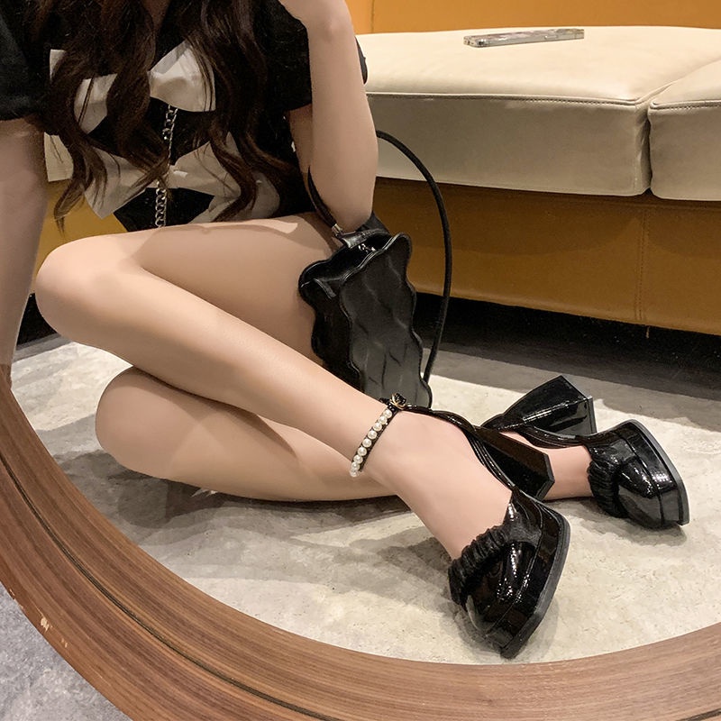 Giày Cao Gót Nữ Mũi Vuông Bằng Da Thời Trang
