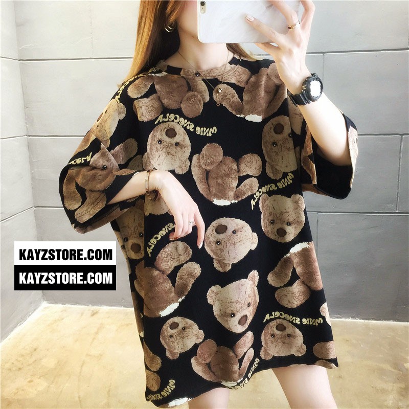 [FREESHIP] Áo Thun Form Rộng Tay Lỡ Unisex KAYZ Gấu Nâu Màu Đen | BigBuy360 - bigbuy360.vn