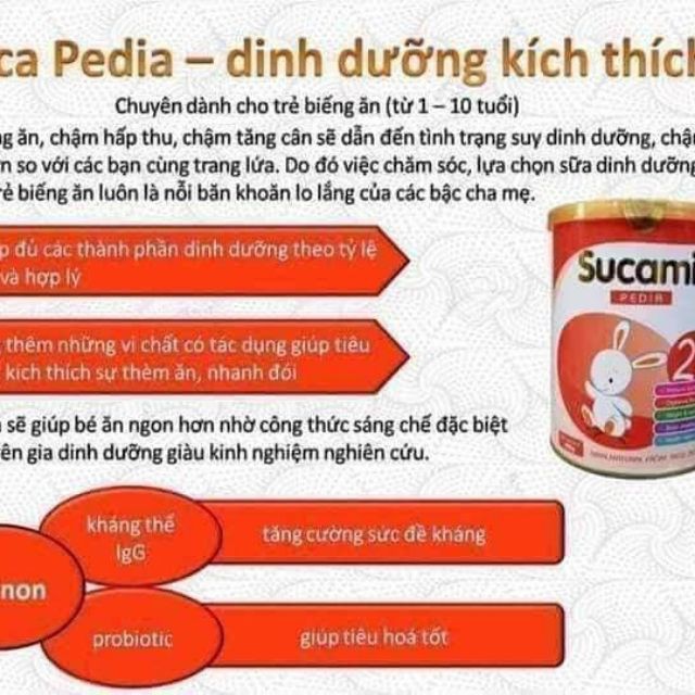 Sữa Sucamilk Pedia 900g - cho trẻ biếng ăn, chậm lớn