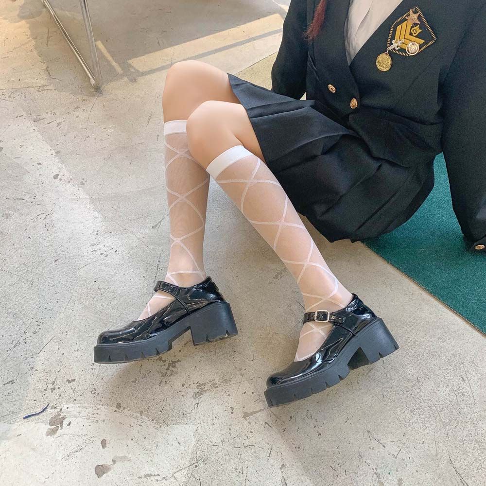 Đôi Vớ Dài Qua Gối Phối Ren Lưới Nhiều Màu Sắc Phong Cách Lolita Hàn Quốc Quyến Rũ Cho Nữ