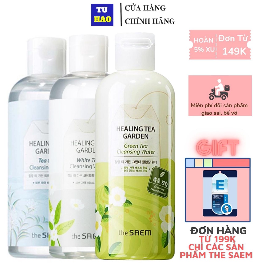 Nước tẩy trang làm sạch da THE SAEM Healing Tea Garden Cleansing Water 300ml