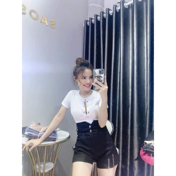 Quần sọt lưng siêu cao ảnh thật