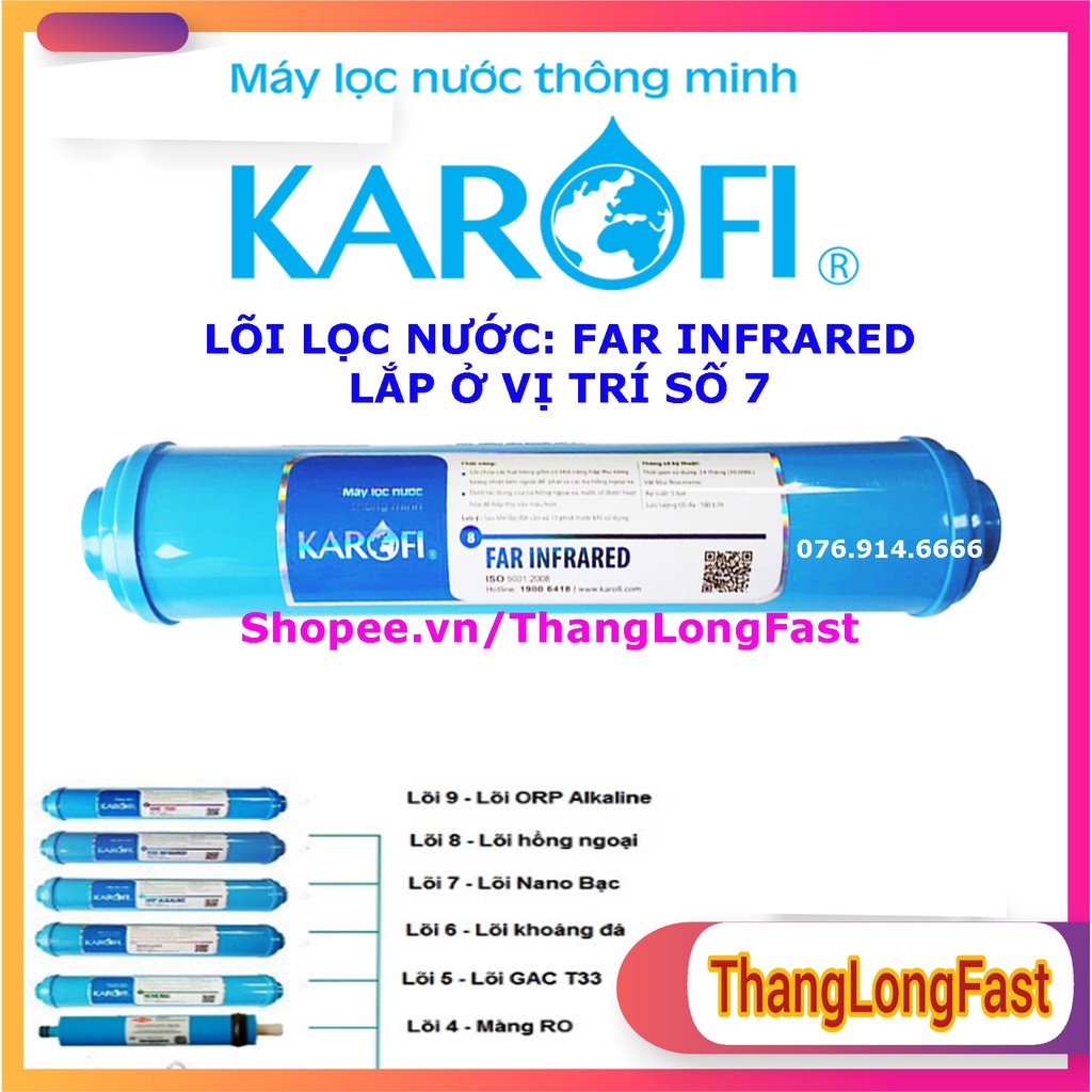 COMBO 7 LÕI LỌC NƯỚC KAROFI - GỒM BỘ LÕI 123, MÀNG RO DOWDUPONT, T33, MIN, FAR