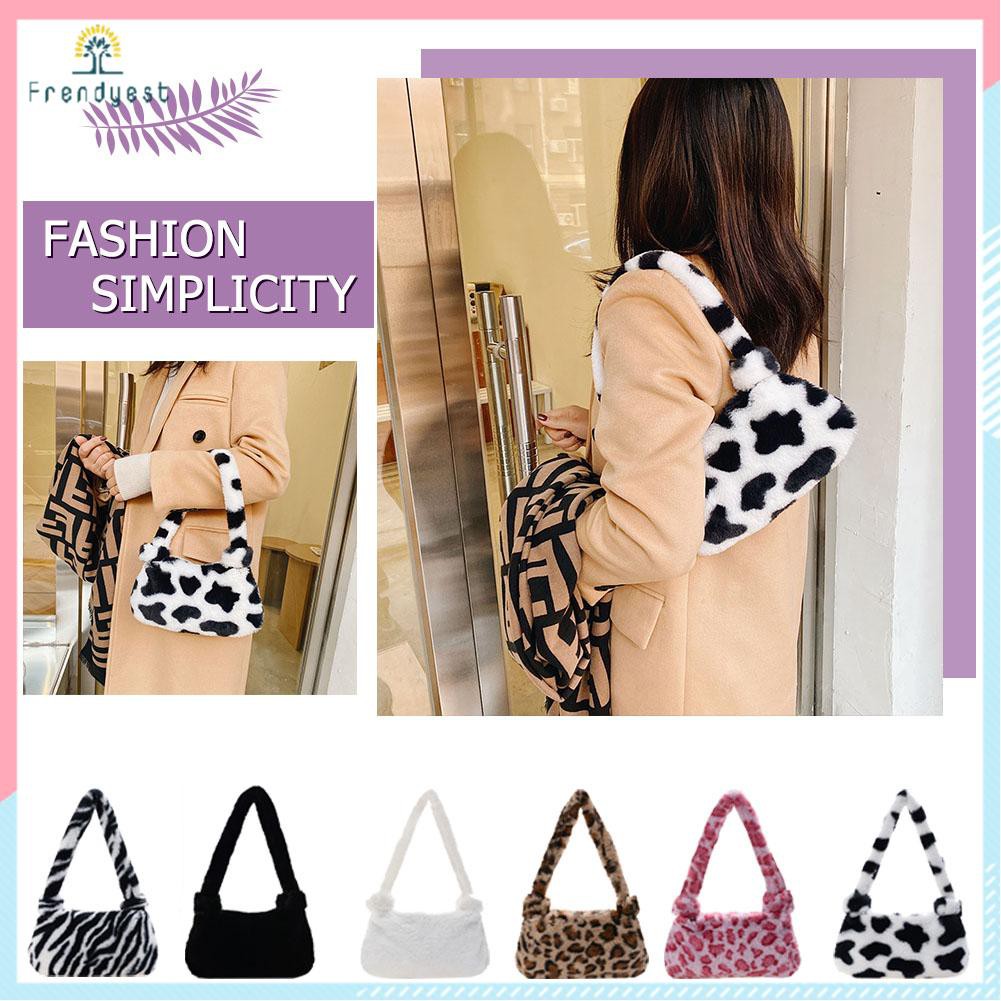 [Mã FASHIONCB264 giảm 10K đơn bất kỳ] Túi Đeo Vai Vải Lông In Họa Tiết Dễ Thương Tùy Chọn Cho Nữ