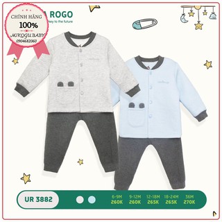 Bộ quần áo dài tay trần bông UalaRogo khuy giữa tai thỏ UR3882