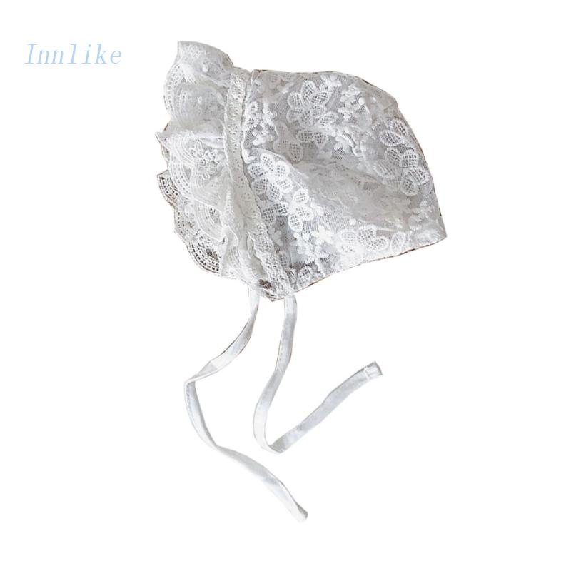 Mũ Trùm Đầu Che Nắng Vải Cotton Phối Ren Hoa Kiểu Công Chúa Làm Phụ Kiện Chụp Ảnh Cho