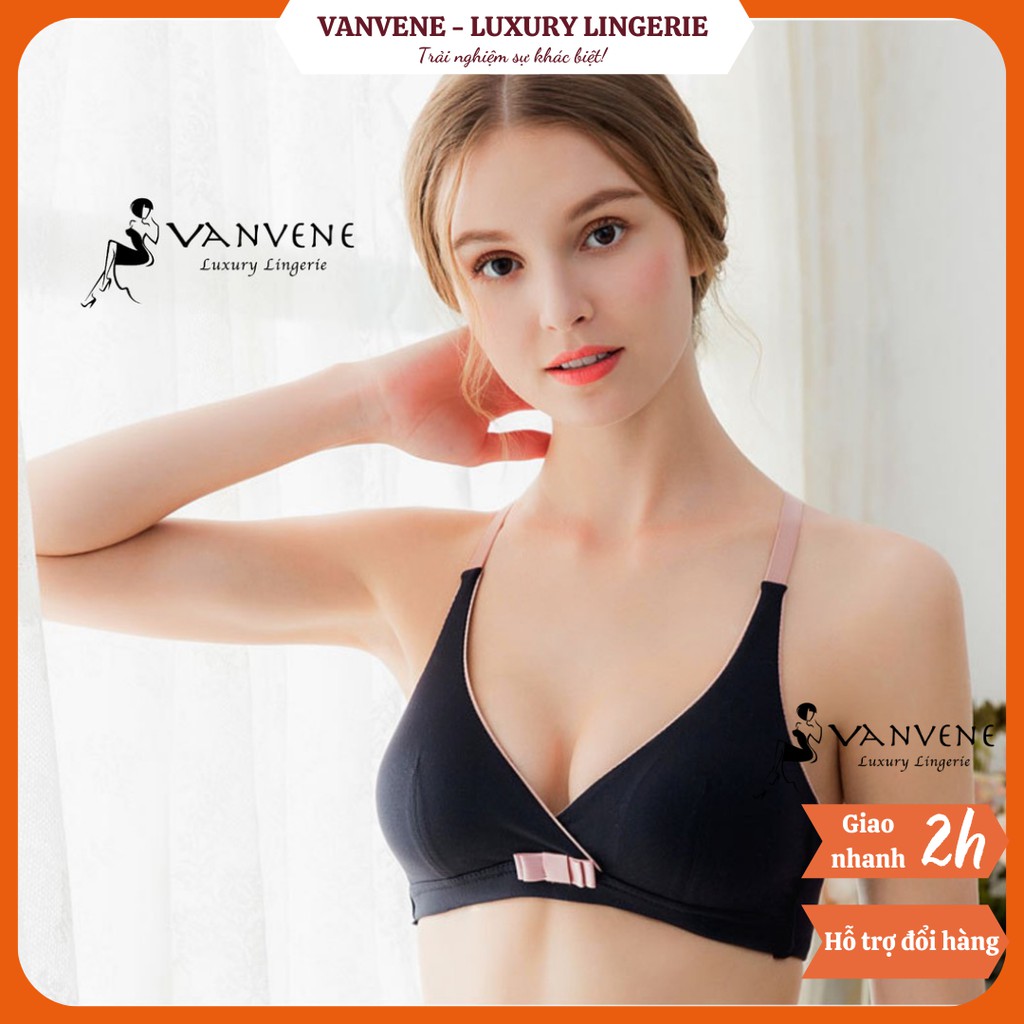 Áo Lót Cotton Mịn Bralette Không Gọng Nâng Ngực Vanvene Dây Mặc Nhiều Kiểu Mút Vừa 2Cm Êm Ái Chống Bức Bí An Toàn A046