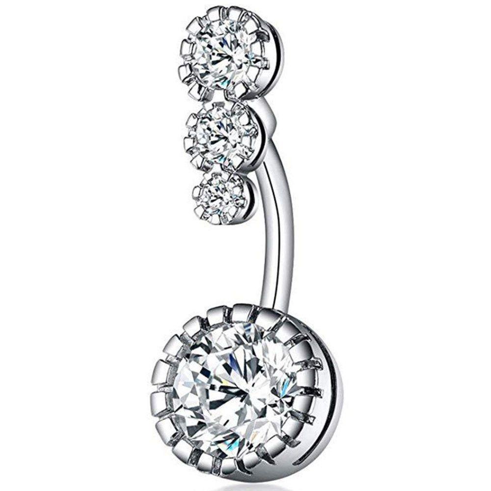 Phụ Kiện Thanh Múa Bụng Cho Nữ|Hoa Hồng|Khuyên Rốn Đính Đá Zircon Trong Suốt Cá Tính