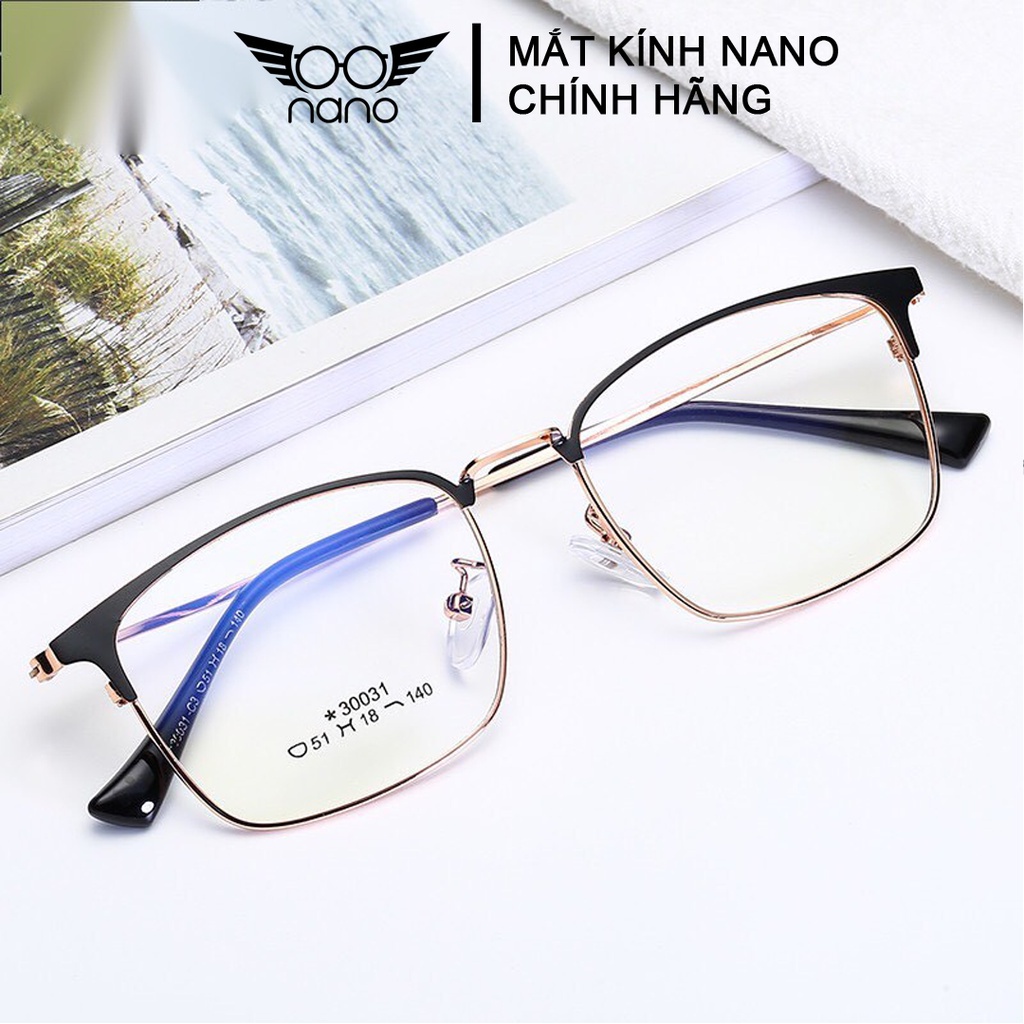 Gọng kính cận nam nữ, gọng kính vuông MKSV 30001 kim loại chống gỉ thời trang Hàn Quốc