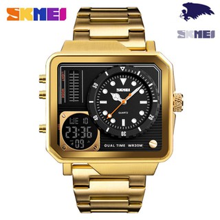Đồng Hồ Kim Điện Tử Nam SKMEI Chính Hãng Dây Thép Không Gỉ 1392 Size 40mm Chống Nước 3ATM Phong Cách Độc Đáo Lạ Mắt