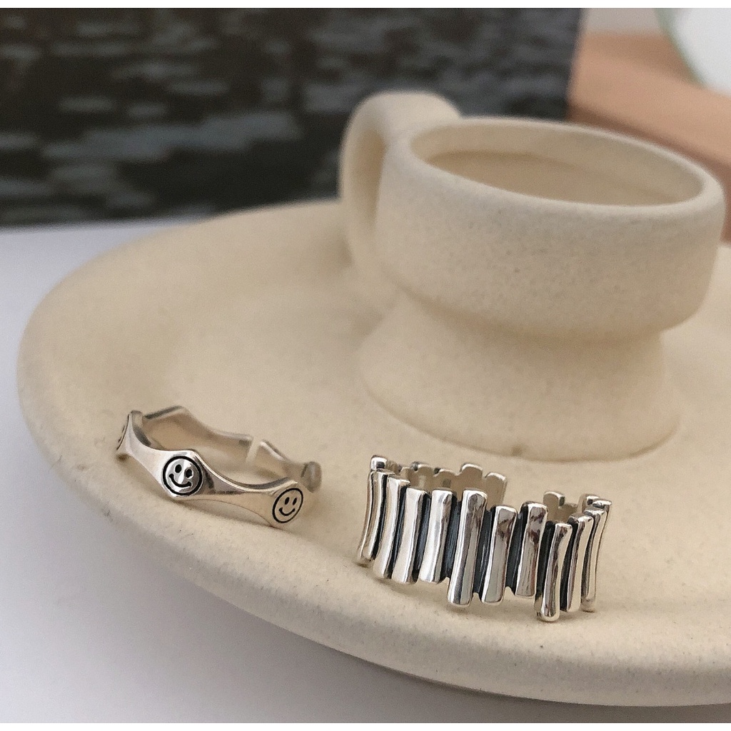 Nhẫn Bạc Kiểu Hình Học Đơn Giản Sáng Tạo Thời Trang Cho Nam Và Nữ