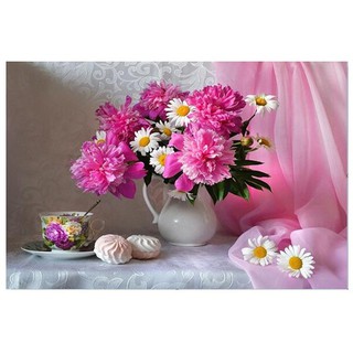 tranh đính đá giỏ hoa màu tím 75x53cm - VS405