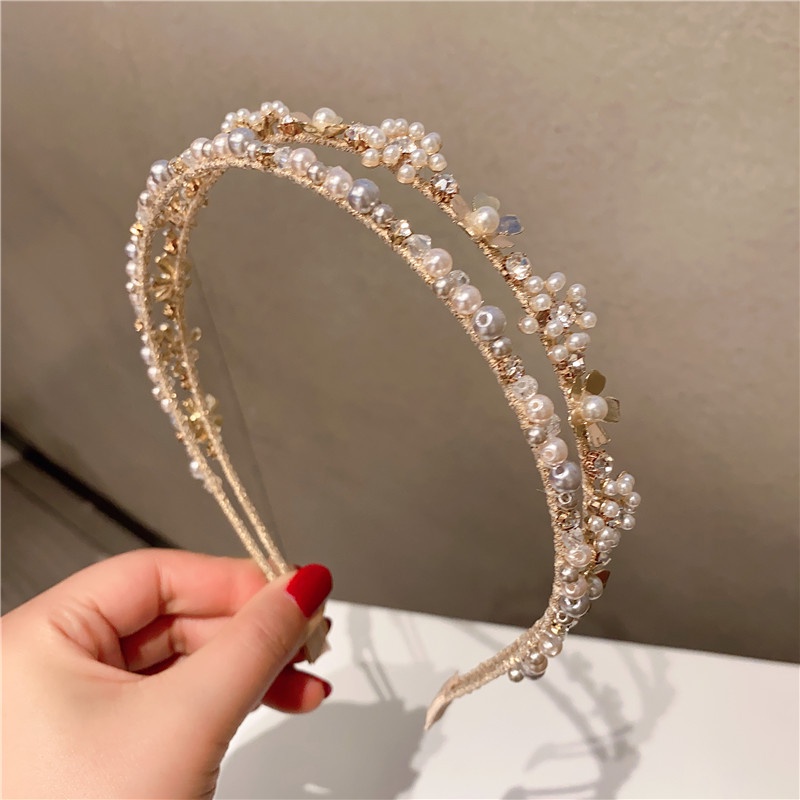 Băng Đô Cài Tóc Đính Đá Ngọc Trai Sang Trọng Thời Trang Cho Nữ