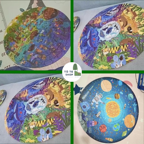 Ghép Hình Hộp Tròn Mideer,Puzzle 150 miếng Mideer chủ đề Space, the Forest, The Sea, Animals, Đồ chơi xếp hình Mideer