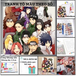 Tranh sơn dầu số hoá Anime có khung vải Canvas 50x40cm  Tranh tô màu theo số A2