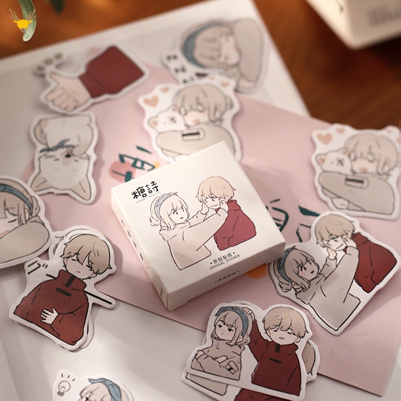 Hộp Sticker Dán Trang Trí Sổ Tay Album Thủ Công Màu Kẹo Kiểu Nhật Bản