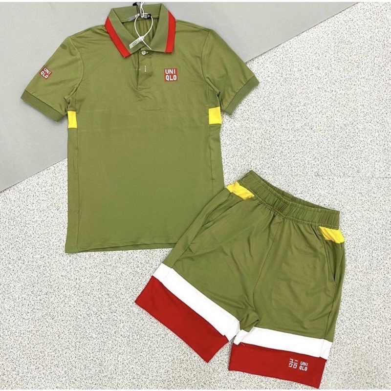 Bộ cộc thể thao mùa hè có hoạ tiết mã uniqlo1, Bộ thể thao có cổ co dãn phong cách hàn quốc btshop từ 45 đến 75 kg
