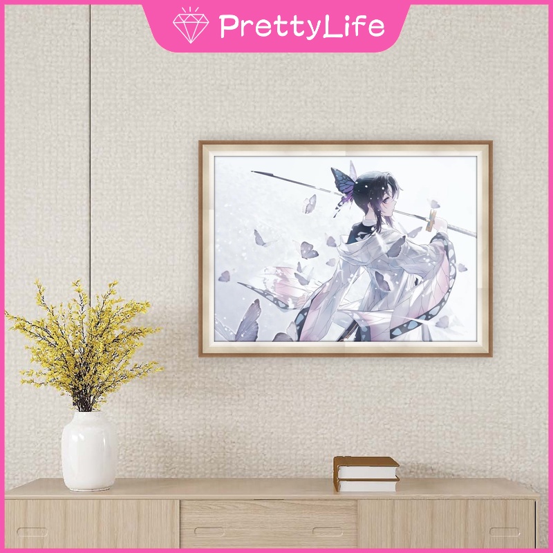 Bộ Tranh Đính Đá 5D Tự Làm Hình Anime Demon Slayer 40x30cm Trang Trí Nhà Cửa