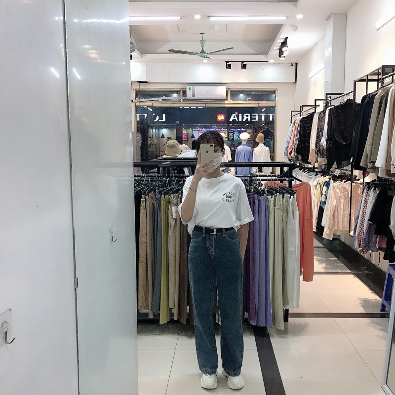 Quần jean cạp cao ống suông rộng ulzzang 3525 | BigBuy360 - bigbuy360.vn