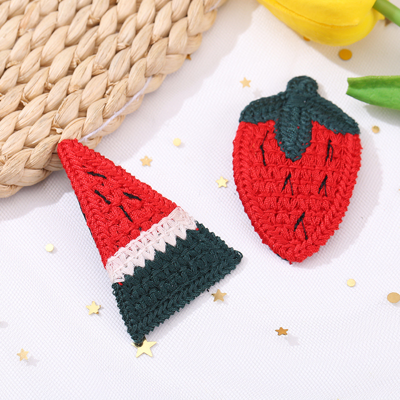 Kẹp tóc len dệt kim hình trái cây phong cách Hàn Quốc xinh xắn cho bé gái