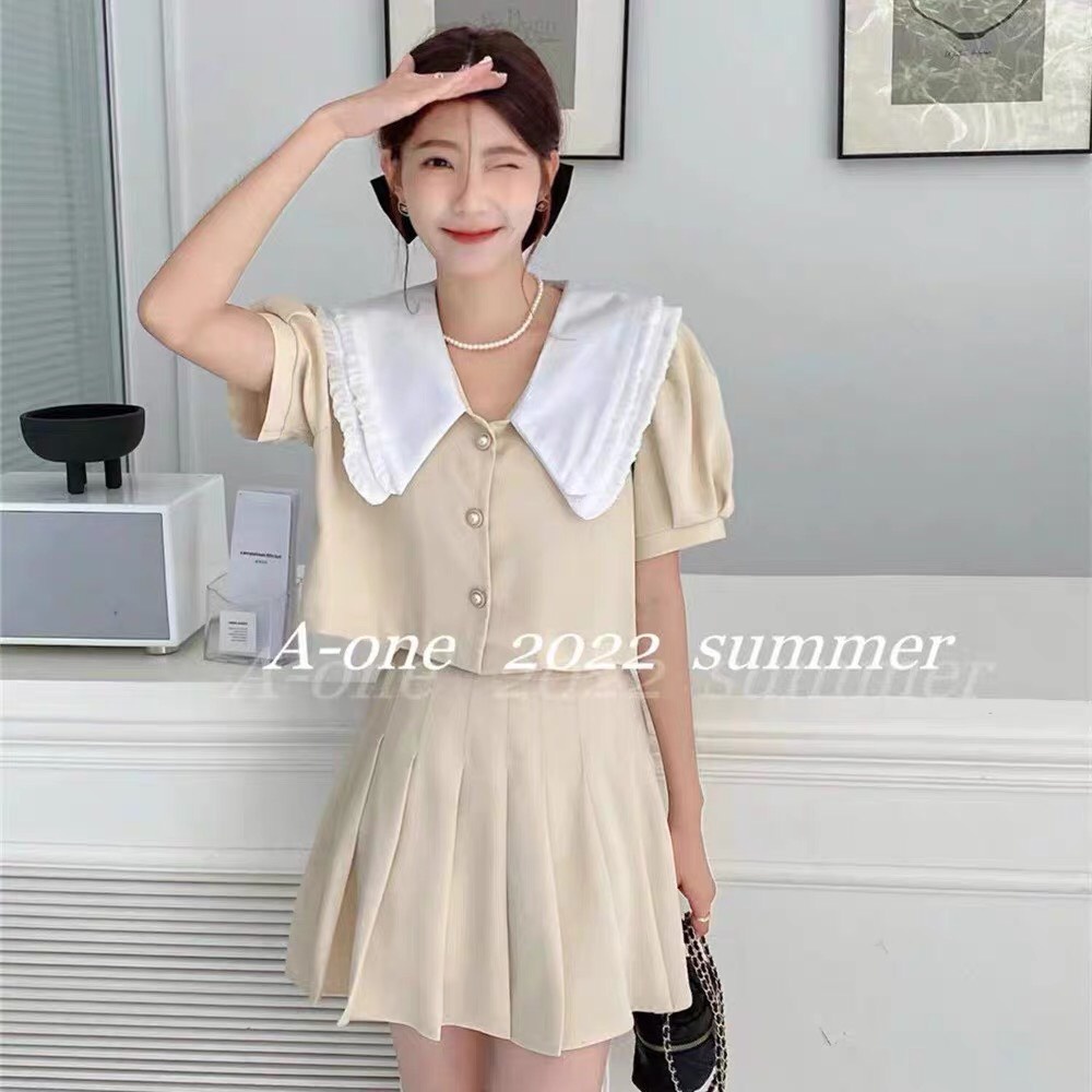 Set váy nữ sang chảnh Hàn Quốc mùa hè croptop đi chơi cute bánh bèo tiểu thư SVN002