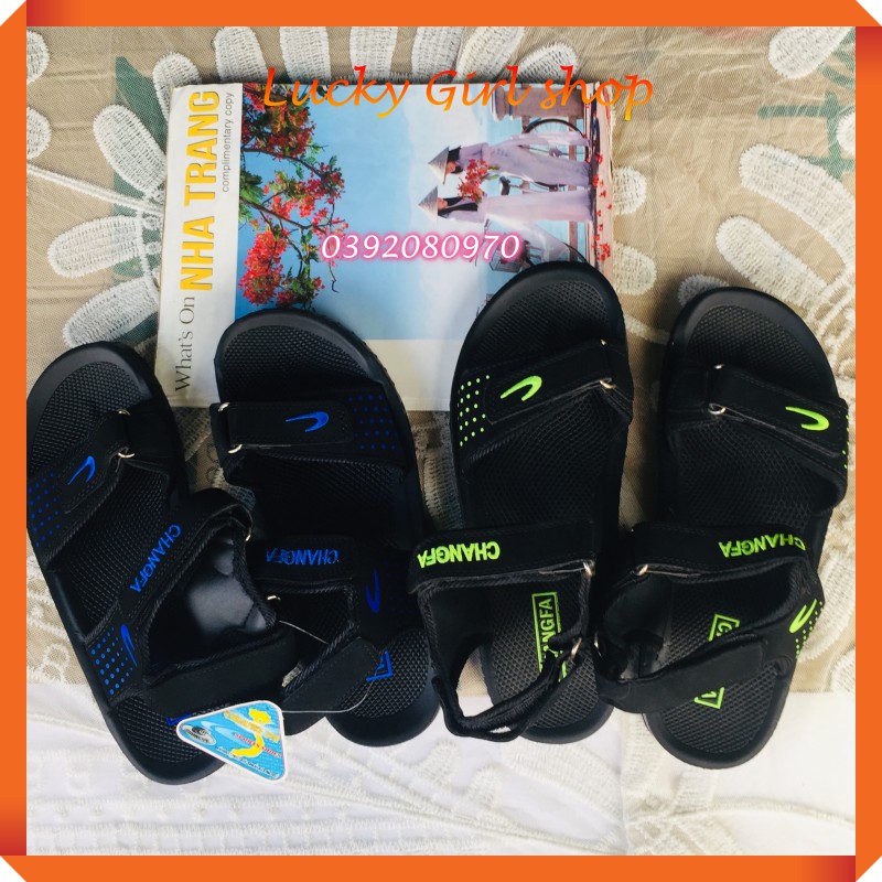 Sandal Nam ChangFa Đế Đúc 2 Quai Ngang Xé Dán Đi Mưa Siêu Bền - Size 35-43 Chuẩn Form - Lucky Girl shop