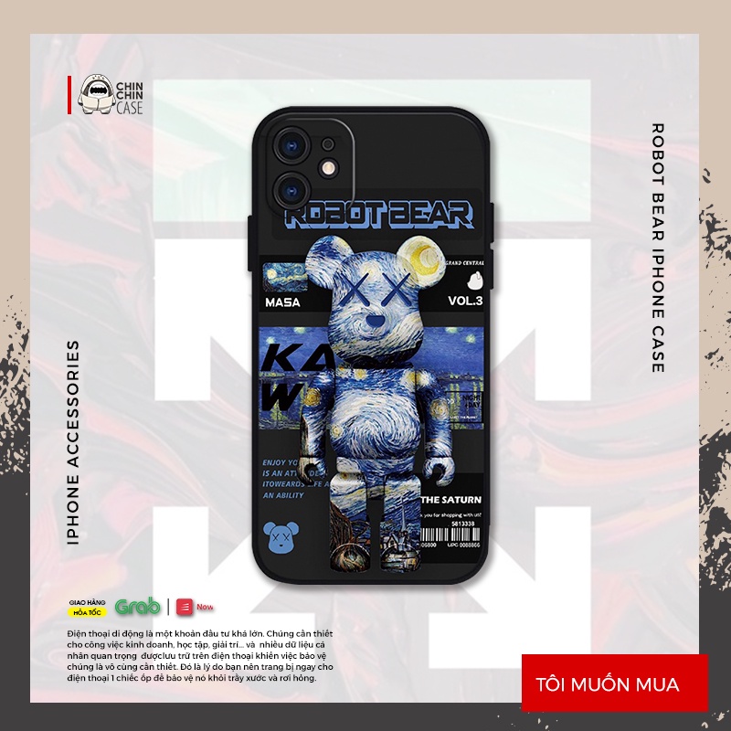 Vỏ ốp iPhone Robot Bear Nasa chống sốc cho iPhone 6/6pl/6s/6spl/7/7pl/8/8pl/x/xs/11/12/13/pro/max - Chinchincase
