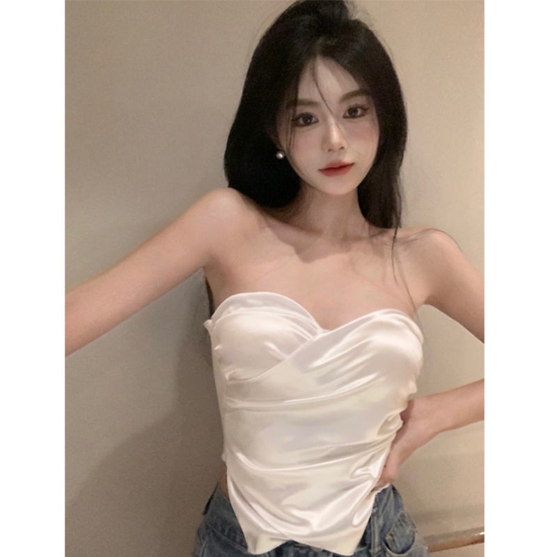 Áo ống COZOKC màu trơn có miếng đệm ngực thời trang gợi cảm cho nữ