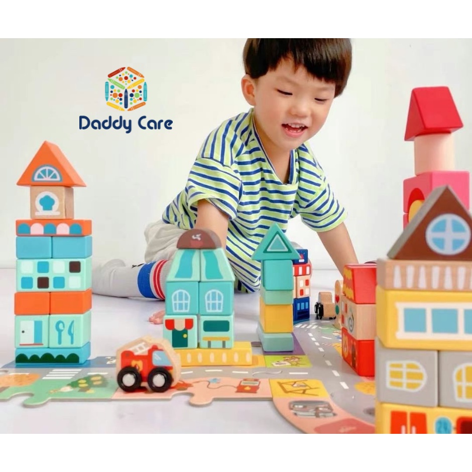 Đồ Chơi Gỗ Thông Minh Mideer City Blocks  , Đồ Chơi Trí Tuệ Dành Cho Bé Từ 2,3,4,5,6,7 Tuổi