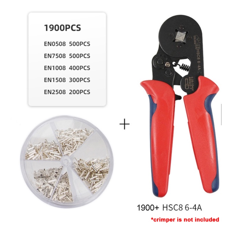 Set 1900 đầu nối dây điện CNZG đồng cách nhiệt 0.5-2.5mm2 5 kích thước khác nhau tiện lợi