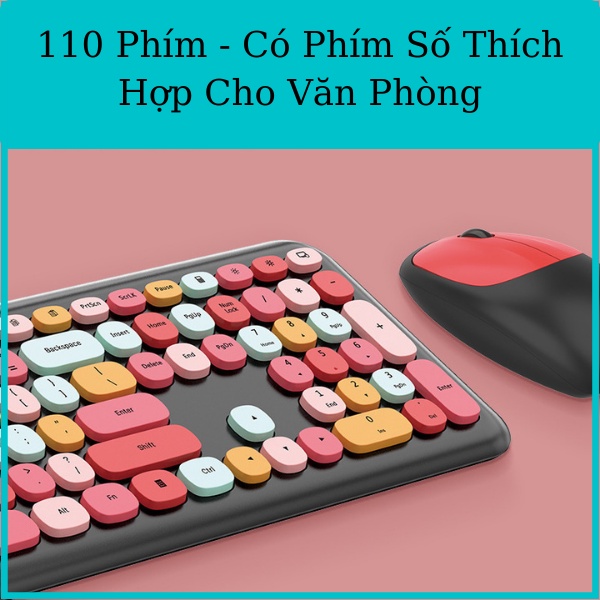 Bàn Phím Không Dây, Bàn Phím MOFII 666 Kèm Chuột Không Dây Nhiều Màu Dễ Thương Chính Hãng Hot Nhất Hiện Nay