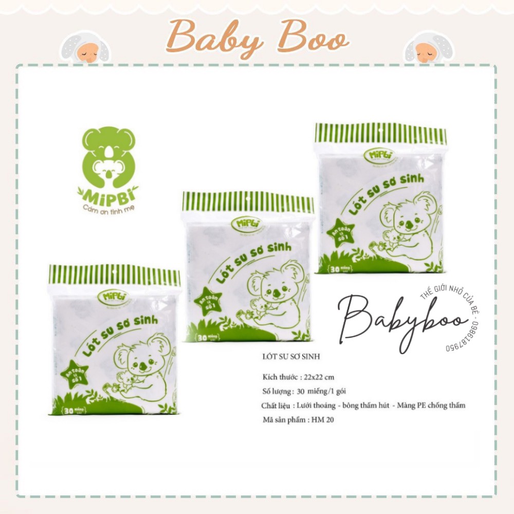 Tấm Lót Phân Su xu gói 30c Sơ Sinh Cao Cấp MIPBI An Toàn Cho Bé [ babyboo]