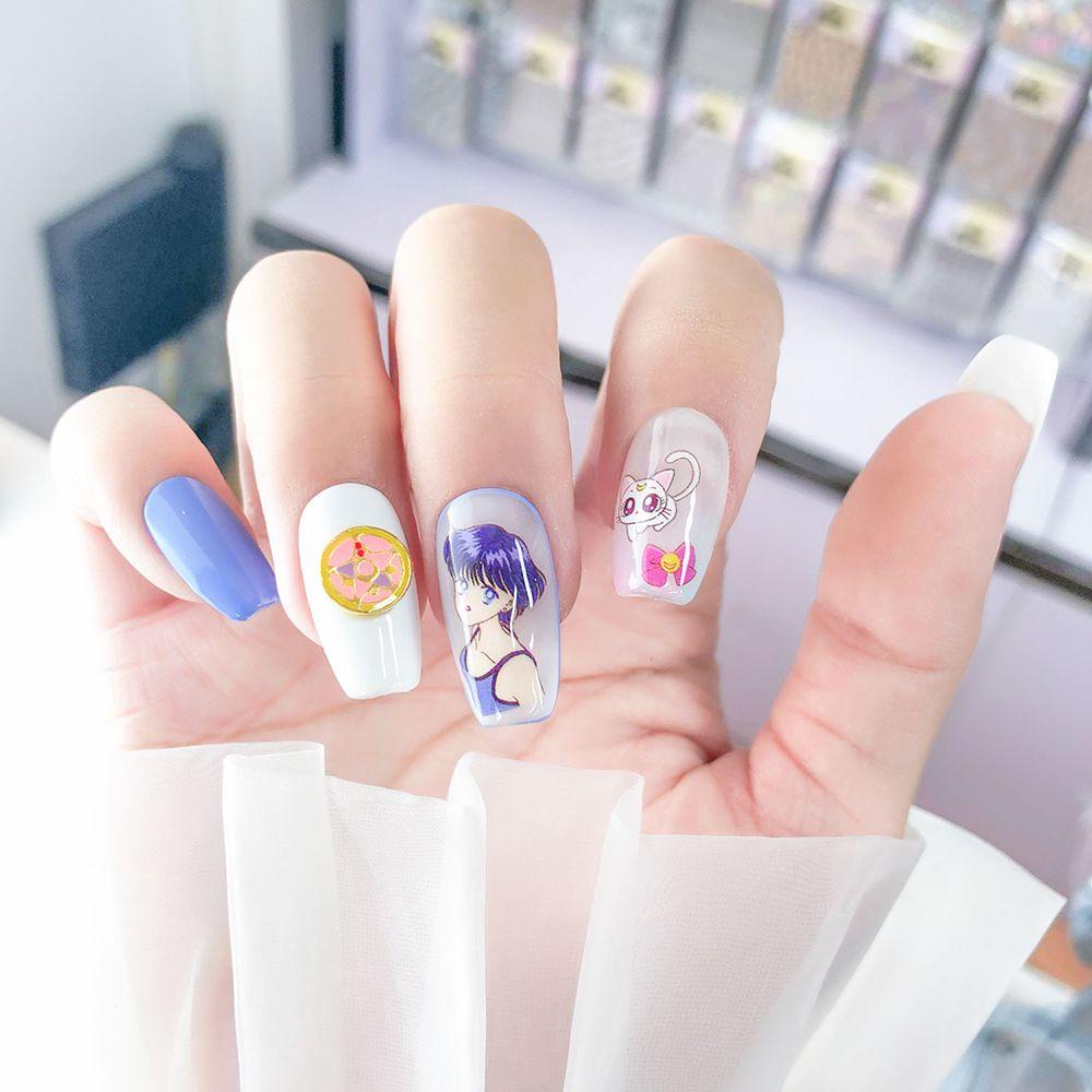 Miếng Dán Trang Trí Móng Tay Hình Thủy Thủ Mặt Trăng Bằng Hợp Kim Chống Thấm Nước Dễ Thương DIY