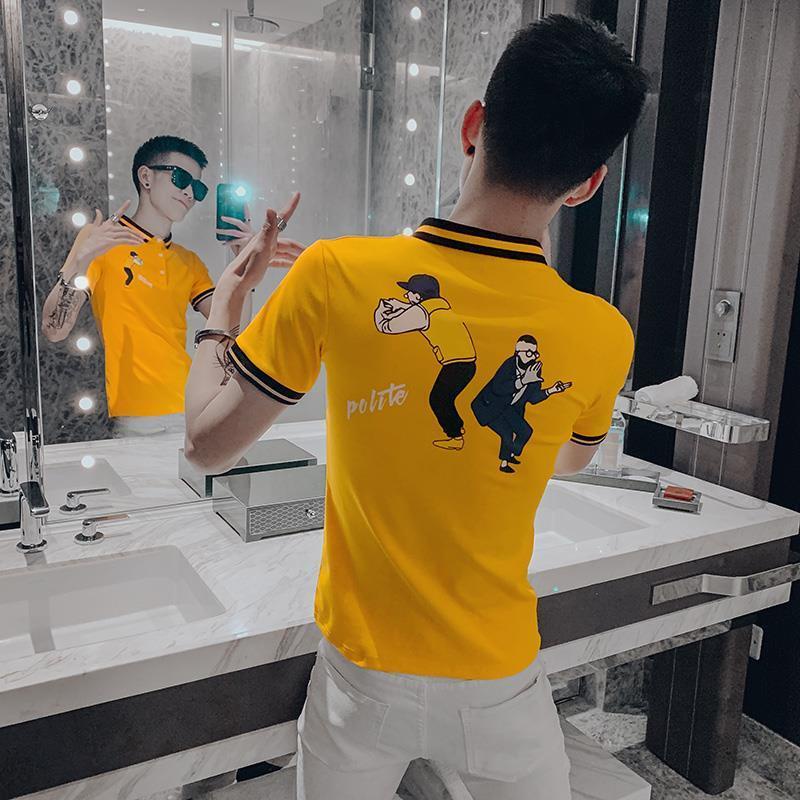 Áo Thun POLO Tay Ngắn Dáng Ôm In Họa Tiết Thời Trang Mùa Hè Dễ Phối Đồ Cho Nam