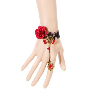 Vòng tay Choker ren hoa hồng kèm nhẫn
