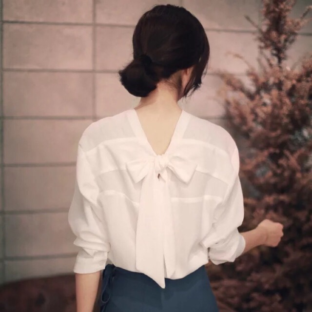[BÁN SỈ] Sơ mi voan nơ lưng bánh bèo cực đẹp