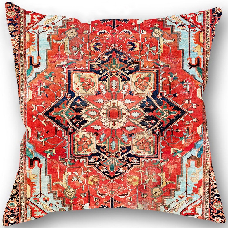 Vỏ gối sofa vải lanh họa tiết thổ cẩm phong cách vintage độc đáo 45x45cm