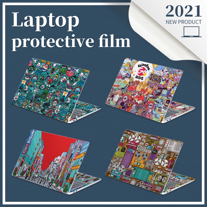 Doodle stitching notebook skin decorative decals, laptop stickers are waterproof and stain-proof, cheap and beautiful, can be pasted repeatedly, suitable for 11-17inch Acer, Asus, Dell, hp, Huawei macbook and other computer decorations