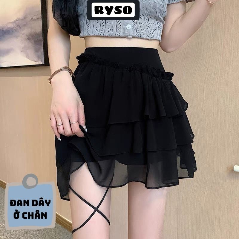 Chân Váy Xòe 3 Tầng Ulzzang Dáng Ngắn Kiểu Chân Đan Dây ( có quần trong ) | BigBuy360 - bigbuy360.vn