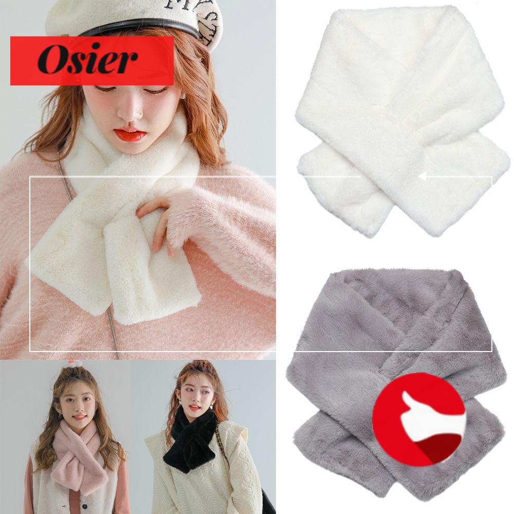 Khăn quàng cổ bằng lông thỏ giả dày giữ ấm nhiều màu tùy chọn xinh xắn cho nữ
