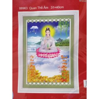 Tranh thêu chữ thập Phật Quan Âm 88963 (31x40) chưa thêu