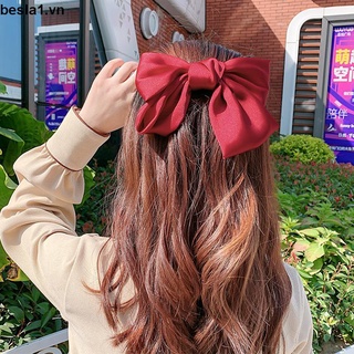 🌈besla1🌈Kẹp tóc, Cột tóc nơ lớn vải satin lụa phong cách Hàn quốc dễ thương