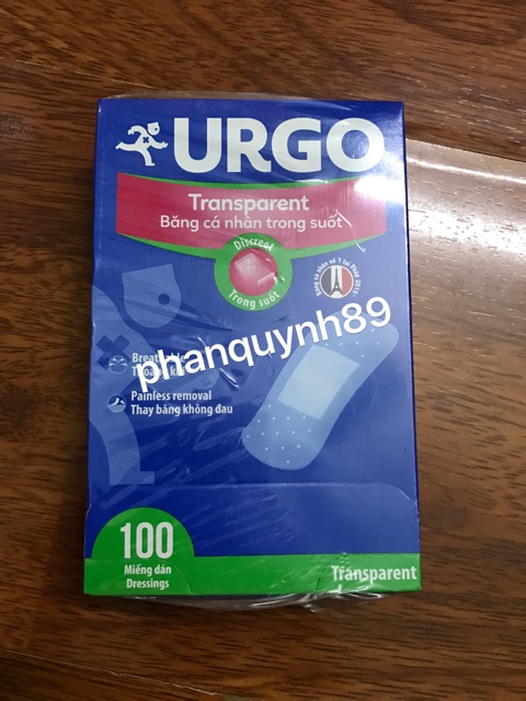 Băng cá nhân Urgo Transparent 100 miếng