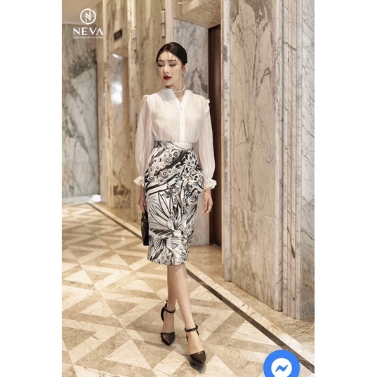 NeVa newtag set áo trắng và chân váy hoạ tiết nguyên tag M/L