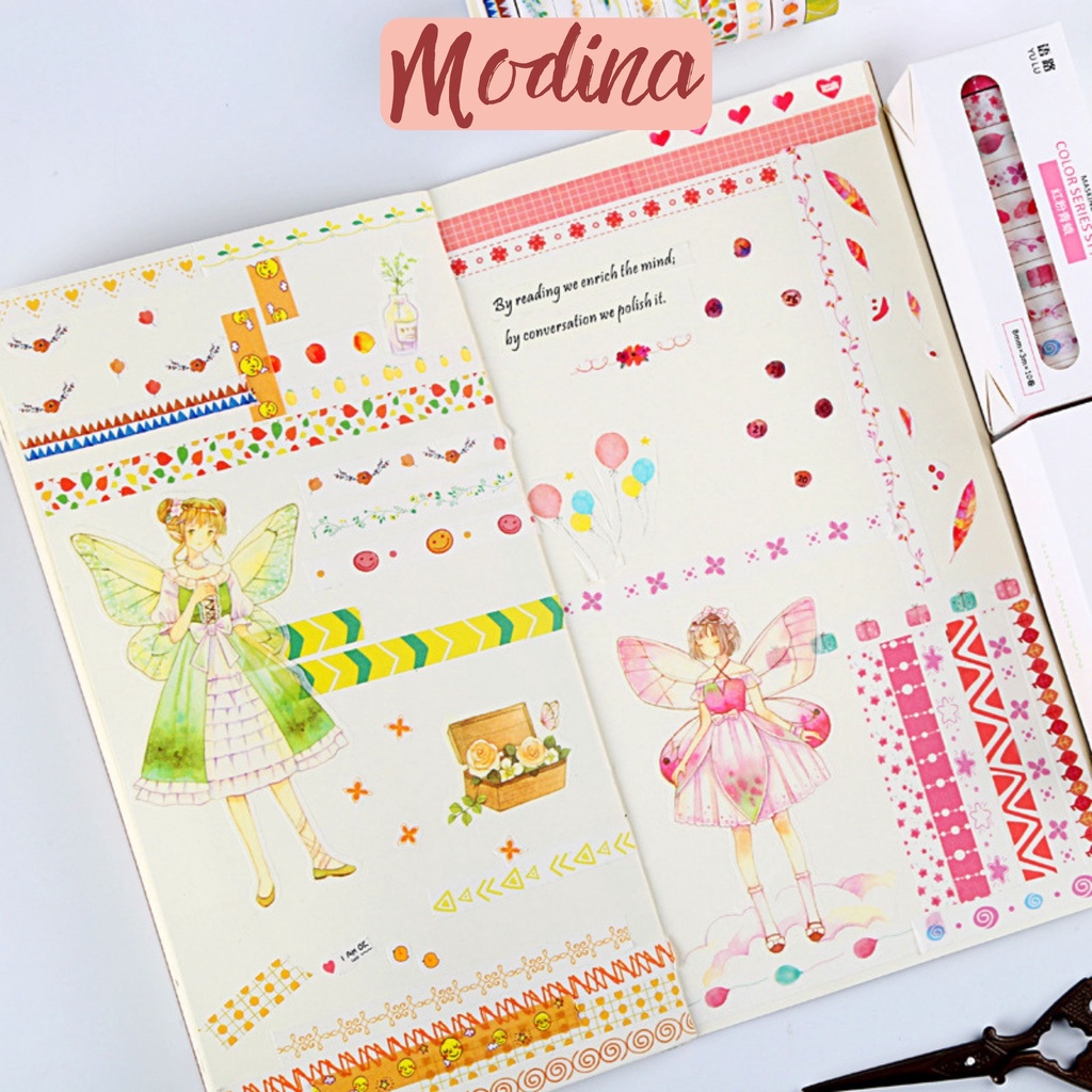Washi tape cute, băng dính giấy trang trí sổ tay