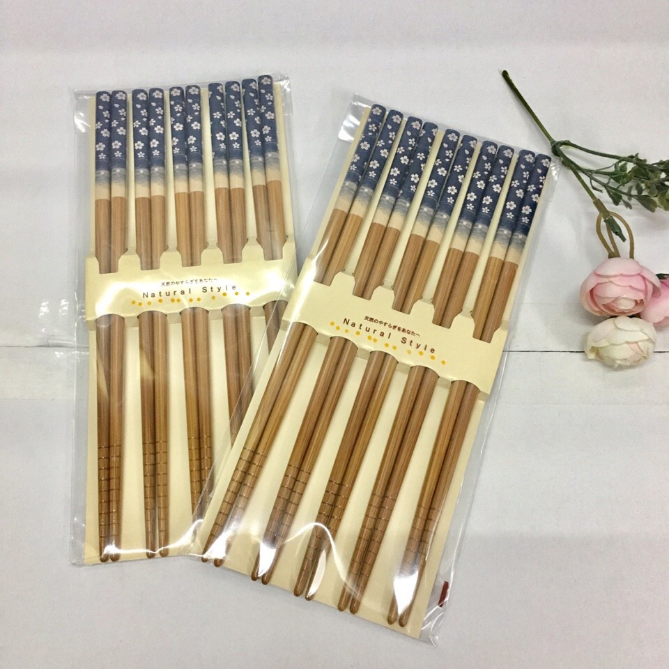 [Hỏa Tốc HN] Set 5 đôi đũa hoa xanh cao cấp nội địa nhật bản