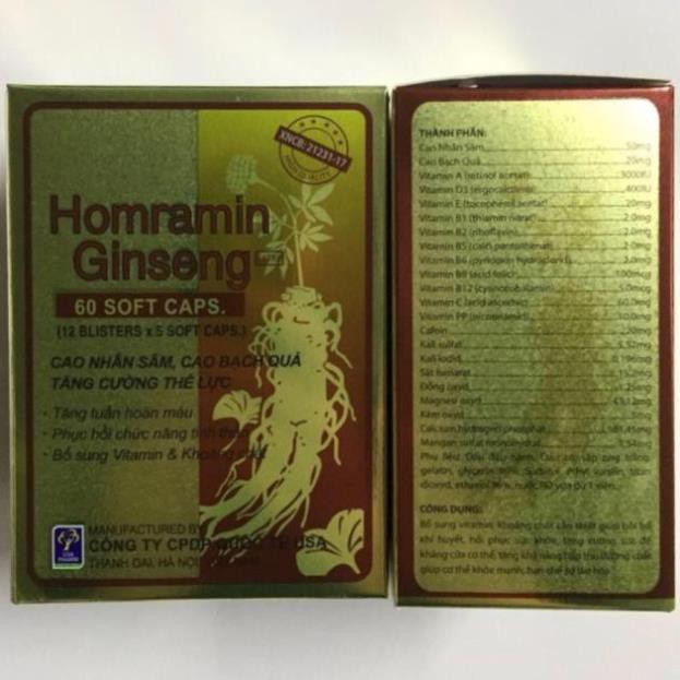 HOMRAMIN GINSENG NHÂM SÂM - TĂNG CƯỜNG THỂ LỰC HỘP 60 VIÊN