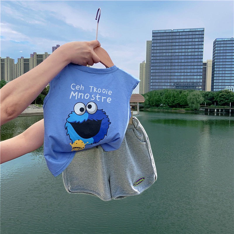 Đồ Bộ Bé Trai, Bộ Sát nách Mnostre In Hoạt Hình Chất Cotton Cực Mát Cho Bé Từ 8-18kg - SUMO KIDS